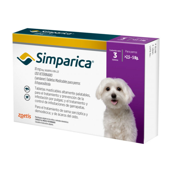 Simparica 10mg de 2,6 a 5 kilos Perro (3 comprimidos)