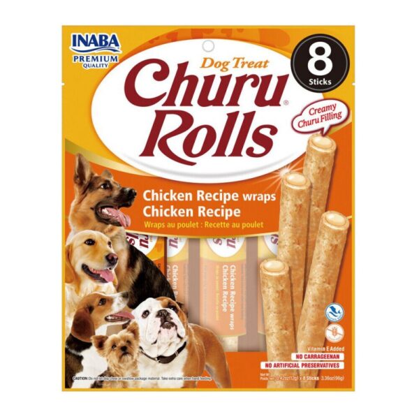 Inaba - Churu Rolls Pollo para perros 8 tubos