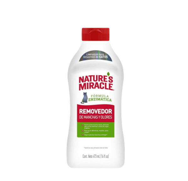 NATURES MIRACLE - Removedor de Manchas y Olores para Gatos 473 ml