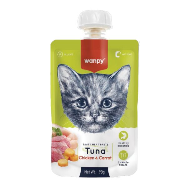 Wanpy Cat Tasty Meat Paste Atun, Chicken Carrot 90 gr