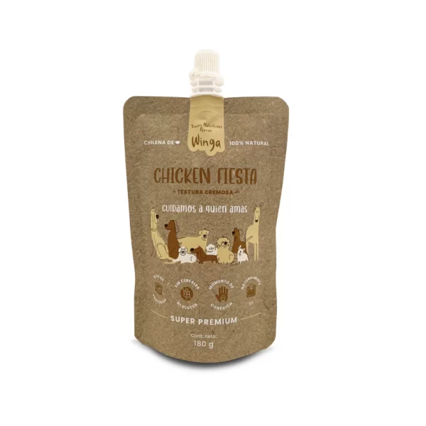 Winga Chicken fiesta Pouch para perros 180 gr