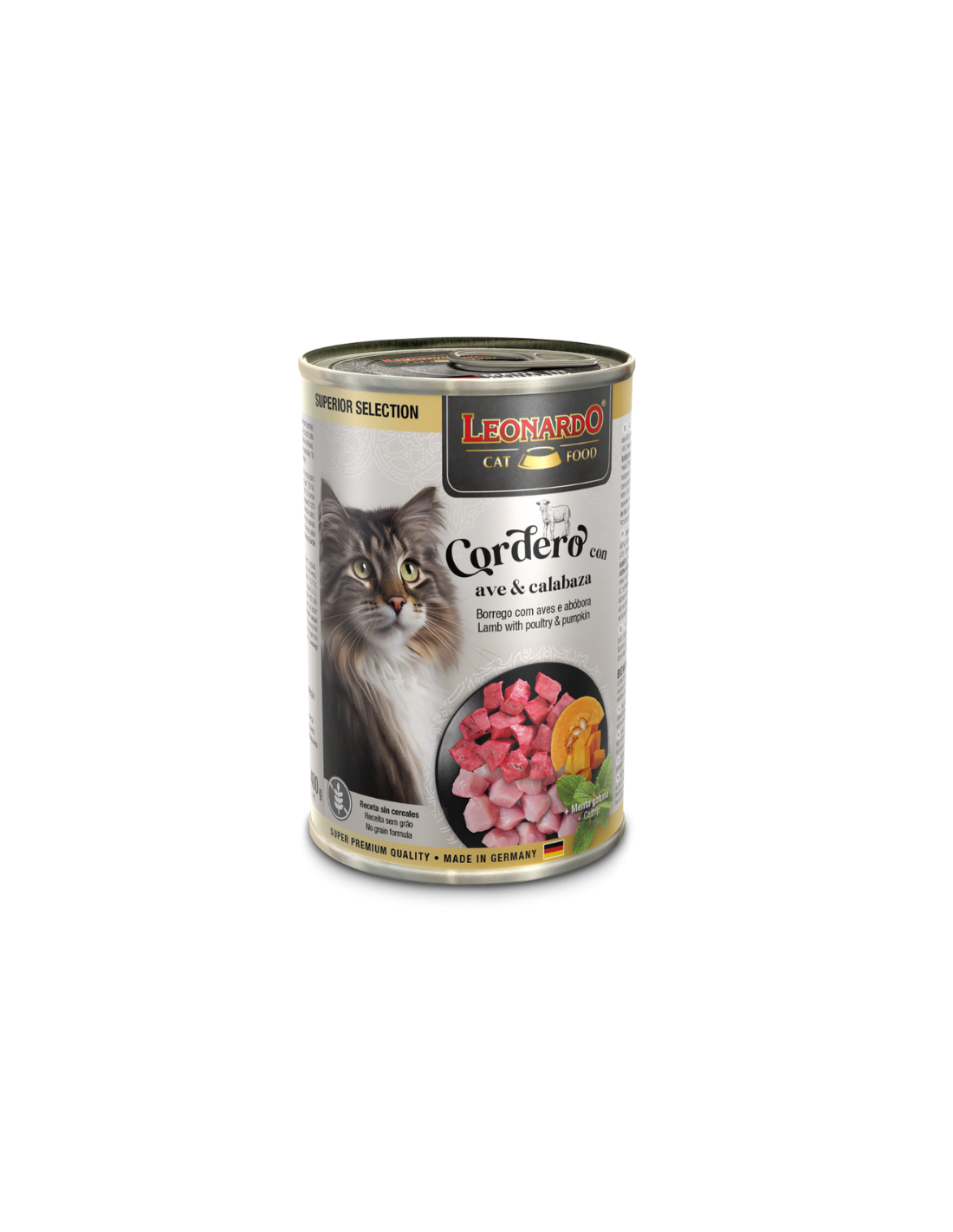 LEONARDO LATA SELECCION CORDERO CON AVE CALABAZA 400 GR