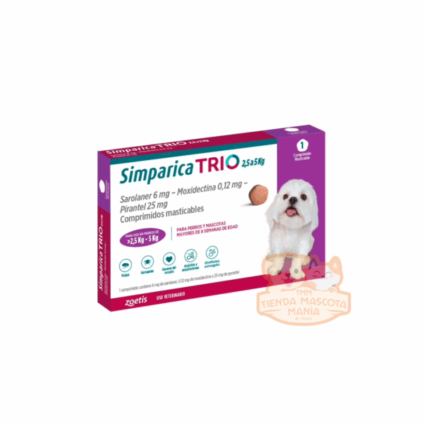 Simparica Trio - 2,6 a 5 kilos 1 comprimido